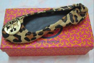 Super Hot Tory Burch Reva Ballet Flats leopard Leather shoes  