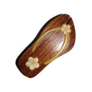  Plumeria Slipper Jewelry Puzzle Box Hand Made Rose Wood 