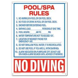   Pool/Spa Rules Sign for Residential or Commercial Pools Patio, Lawn