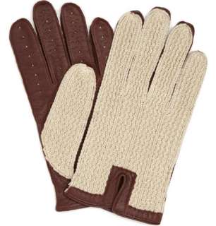    Gloves  Leather  Crocheted Cotton and Leather Gloves