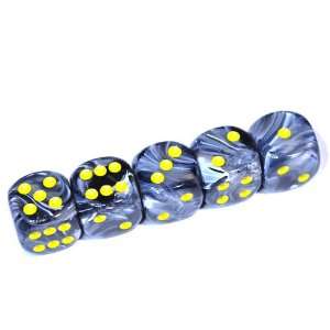  Set of five 16mm dice in Organza Pouch   Vortex Black 
