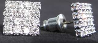 BLING*ICED OUT*OHRSTECKER*4 ECK*KRISTALL*16steine*clear  