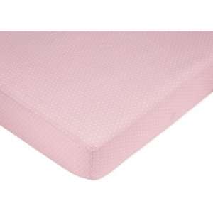 Mod Dots Pink and Brown Fitted Crib Sheet for Baby and Toddler Bedding 