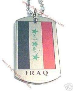 IRAQ Charm IRAQI Necklace Dog Tag DogTag FLAG + Chain  