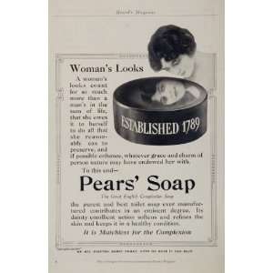 1913 Ad Pears English Complexion Toilet Soap Woman   Original Print 