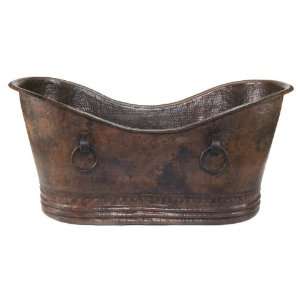    Hammered Copper Double Slipper Bathtub With Rings
