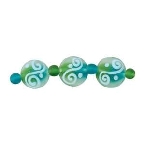  Blue Moon Art Glass Beads Frosted 2 Tone Seabreeze 4/Pkg 
