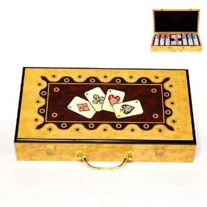  4 Aces Wooden Poker Set, 300 pc., 11.5g two tone chips 