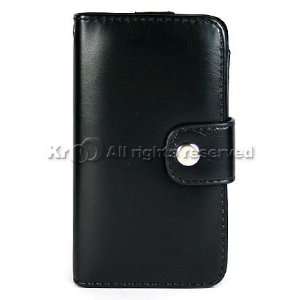  Kroo Black Leather Wallet Case for Apple iPhone 4GB 8GB 