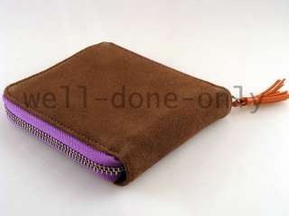new zip brown violet purple suede Zippered Wallet gift  