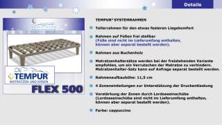 Tempur Lattenrost Flex 500 4 Zonen Rahmen 90x200 NEU  