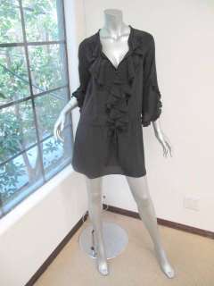 Rebecca Taylor Long Sleeve Ruffle Trim Drawstring Waist Dress 2  