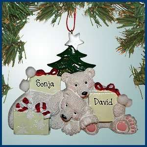 Personalized Christmas Ornaments   Polar Bear Couple with Presents 