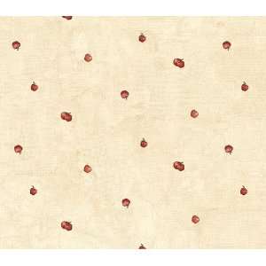  Red on Almond Small Apple Spot Wallpaper