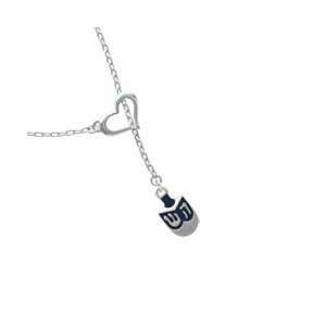  Blue Dreidl Heart Lariat Charm Necklace [Jewelry] Jewelry