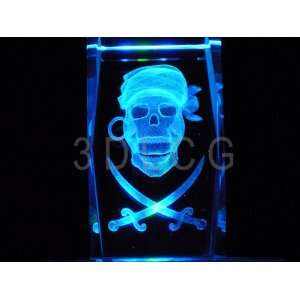  Pirates Skull Swords 3D Laser Etched Crystal Everything 