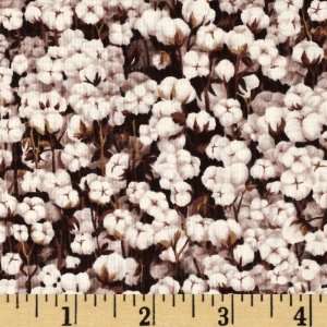   Cotton Field White/Brown Fabric By The Yard Arts, Crafts & Sewing