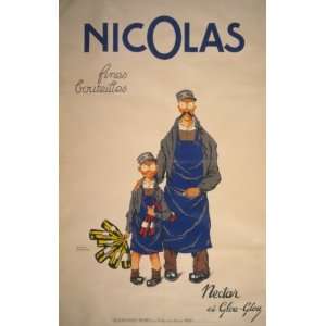  1932 poster Nicolas fines bouteilles Nectar et Glou glo 