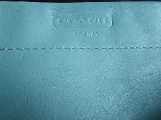COACH LARGE SLIM SILHOUETTE CARLY TEAL BLUE LEATHER HOBO TOTE BAG 