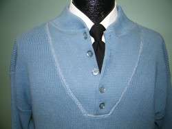 Vintage LORD JEFF Mens ICE BLUE Cotton KNIT Sweater THE WHALER RIB 