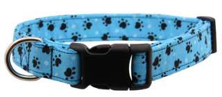 Blue Paw Paw Tracks Designer Dog Collar  