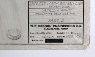 Original Yankee Stadium Architectural Plan Mezz Deck Seating Part B 