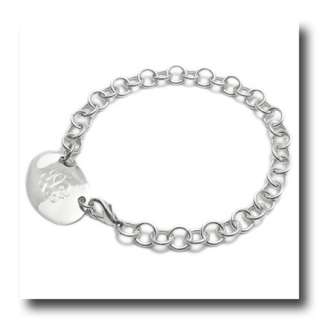 sterling silver 8 Engravable Charm Bracelet A2223  