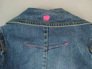 Girls Apple Bottoms Blue Denim Jacket Stretch Pink Rhinestones size S 
