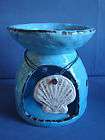 GANZ OIL/TART BURNER or DIFFUSER CERAMIC SEASIDE BLUE w/CERAMIC SHELL 