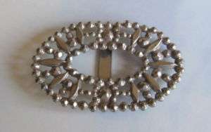 Pressed Metal Silvertone Oval Belt Buckle Vintage  