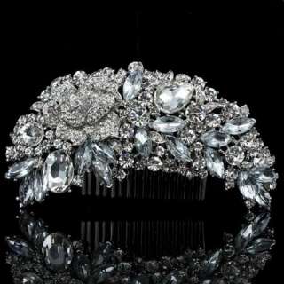   Marquise Rhinestone Hair Pin Claw Clasp Clip Swarovski Crystal  
