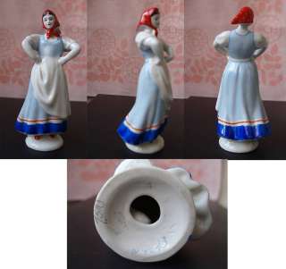   Dancing Young Kolkhoz Girl Lomonosov Russia Russian Porcelain Rare