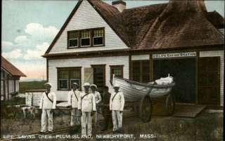 NEWBURYPORT MA Life Saving Crew Plum Island c1910 Postcard  