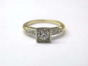 Fine Brilliant Old Mine Cut Diamond Engagement Ring 14K  