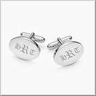 PERSONALIZED SILVER OVAL CUFFLINKS WITH INITIALS CUSTOM ENGRAVED FREE