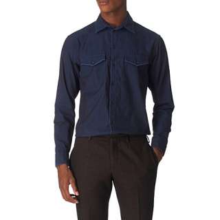   cuff shirt blue   ARMANI   Casual   Shirts   Menswear  selfridges
