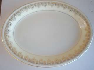 Edwin Knowles 22K Gold Deco Filigree Design Cream 1930s Large Platter 