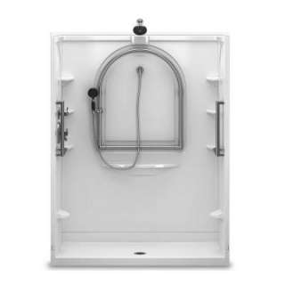 Delta 60 In. X 34 In. Traditional Shower, No Seat, Left Drain in White 