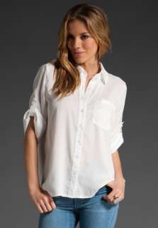 MM COUTURE BY MISS ME Button Down Boyfriend Blouse in White at Revolve 