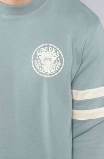 Crooks and Castles The Medusa Crest Crewneck Sweatshirt in Stone Blue 