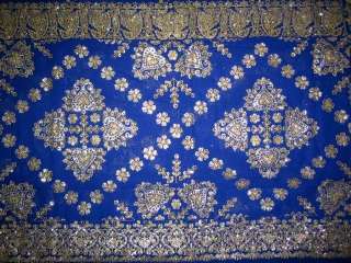 Indian Glittery Sari Fabric DarkBlue BellyDance Curtain  