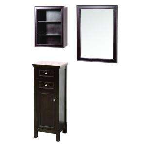 Gazette 24 in. Mirror and Wall Cabinet with Shelves and Floor Cabinet 