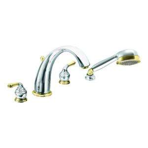 MOEN Monticello 2 Handle Roman Tub Faucet with Handshower in Chrome 