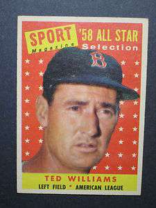 1958 TOPPS TED WILLIAMS AS # 485 VG/EX REDSOX  