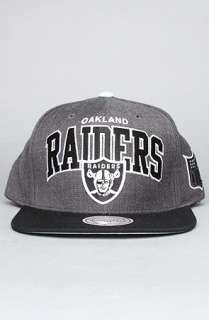 Mitchell & Ness The Oakland Raiders Arch Logo G2 Snapback Hat in Gray 