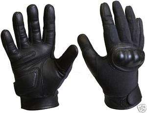 Kevlar Hard Knuckle Tactical Black Glove Leather Palm  