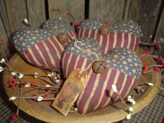 Pattern~Primitive Patriotic Flag Heart~Americana~Ornies  