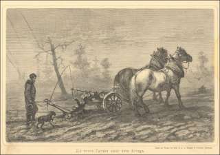 1874   Landwirt Bauer Pflügen Acker Pferd Krieg Farmer.  