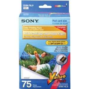 Sony SVM 75LS 4 X 6 Print Value Pack   75 Sheets, 3 Print Ribbons at 