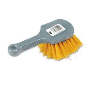 Pot Scrubber Brush, 8 Plastic Handle, Gray Handle w/Yellow Bristles at 